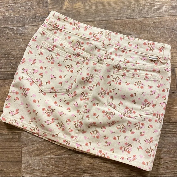 Billabong Girls’ Denim Cream Pink Floral Mini Skirt - Picture 8 of 13